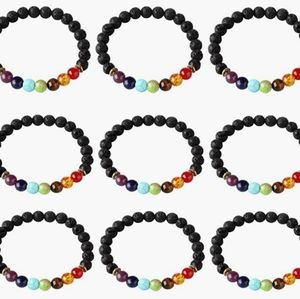 Black Lava Chakra Energy Healing Bracelets Set Of 9  NWT